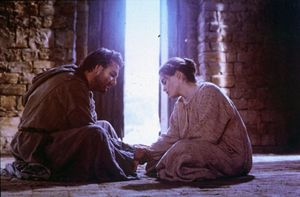 Mickey Rourke e Helena Bonham Carter in "Francesco" di Liliana Cavani del 1989.
