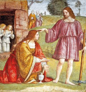 Cristo risorto appare a Maria Maddalena, 1521-1523, affresco di Bernardino Luini. Milano, chiesa di San Maurizio al Monastero Maggiore (Scala).