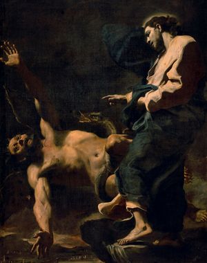Gesù precipita Satana di Mattia Preti (1613-1699). Napoli, Museo di Capodimonte.