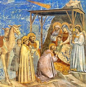 L'Adorazione dei Magi dipinta da Giotto nella Cappella degli Scrovegni a Padova: in alto si nota la cometa di Halley.