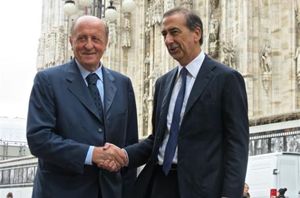 Da sinistra: Angelo Caloia, presidente della Veneranda Fabbrica del Duomo, e il Commissario governativo per l'Expo, Giuseppe Sala. 