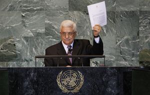 Abu Mazen (vero nome Mahmoud Abbas) all'Onu (Reuters).