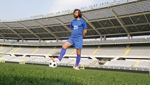 Nella foto, Andrea Pirlo testimonial di uno degli sponsor della Nazionale.