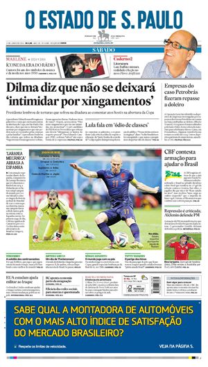 La prima pagina dell' "Estado de S. Paulo"