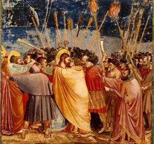 Giotto, Il bacio di Giuda (Cappella degli Scrovegni, Padova, 1303)