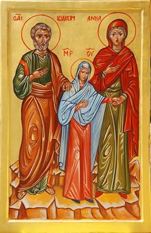 Santi Gioacchino ed Anna con la Vergine Maria, icona bizantina