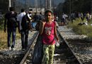 Migrant girl walks