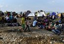 Migrants camp near