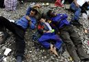 Migrants sleep near