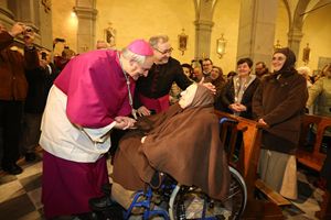 Monsignor Matteo Maria Zuppi, arcivescovo della diocesi di Bologna, nel santuario di Bocca di Rio .