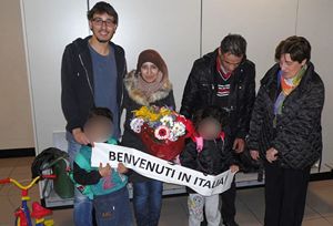 La prima famiglia siriana giunta legalmente in Italia, accolta dalla Comunità di Sant'Egidio.