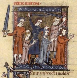 Martirio dei santi Vito, Modesto e Crescenza, manoscritto francese del XIV secolo