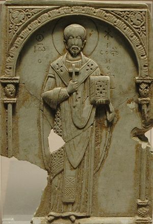Giovanni Crisostomo, bassorilievo bizantino dell'XI secolo, Musée du Louvre, Parigi