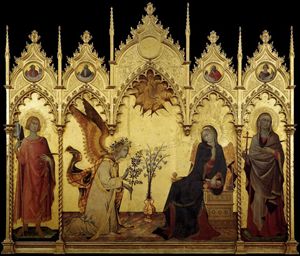 Simone Martini, Annunciation between the Saints Ansano and Margherita, 1333