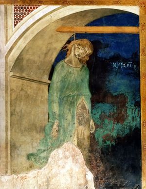 Giuda impiccato, Pietro Lorenzetti, Basilica inferiore, Assisi. 