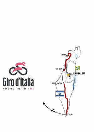 La mappa con le prime tre tappe in Israele del Giro d'Italia in programma dal 4 al 6 maggio