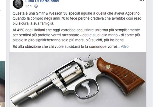Luca Di Bartolomei: «Più armi in casa, più suicidi» - Famiglia Cristiana