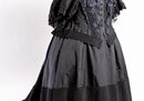 Queen Victoria mourning dress. Bodice & skirt, with trained back, of black silk,  crepe & silk chiffon (c) Historic Royal Palaces.jpg