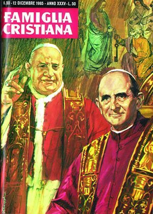 La copertina di Famiglia Cristiana del dicembre 1965 con la notizia della chiusura del Vaticano II. 