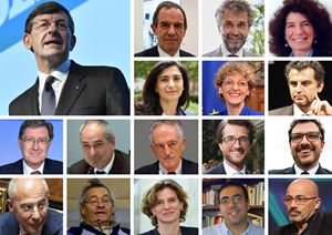 Una combo con i componenti della task force, presieduta da Vittorio Colao, istituita per studiare le soluzioni per la fase 2 della ripartenza dopo l'emergenza Coronavirus