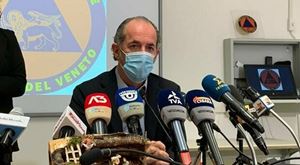 Il presidente Luca Zaia in conferenza stampa (foto Il Messaggero)