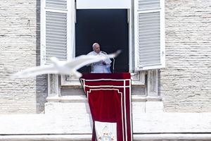 Francesco all'Angelus di domenica scorsa (Ansa)