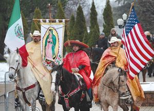 Des Plaines, Illinois (Usa): moderni cowboy pellegrini al Santuario americano della Vergine di Guadalupe. Credits: Karen Callaway, Chicago Catholic