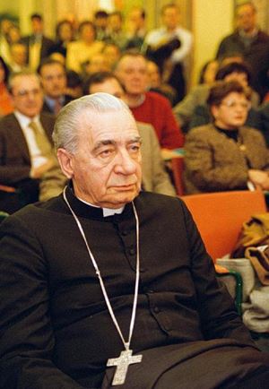 Un'immagine d'archivio di monsignor Antonio Riboldi (1923-2017). Foto dell'agenzia di stampa Ansa. 