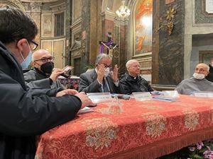Un momento della presentazione del libro il 6 marzo scorso nella parrocchia di Santa Dorotea a Roma