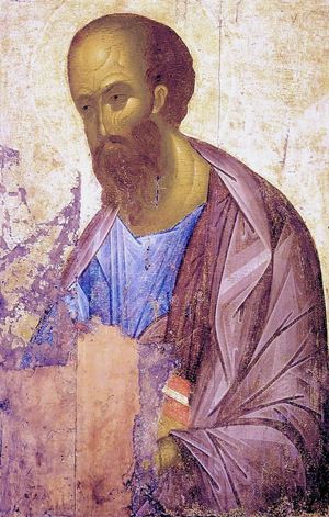 Andrej Rublëv, Icona di San Paolo (1407 circa Galleria Tret'jakov, Mosca).
