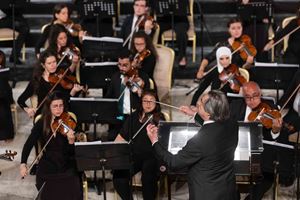 Riccardo Muti durante il concerto a Jerash (foto Zani-Casadio)