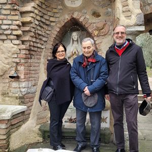 Vittorio Messori durante l'incontro con Riccardo Caniato e sua moglie Benedetta.