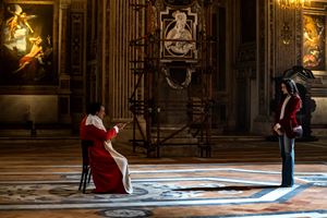 Peppe Lanzetta (Cardinal Tesorone) and Celeste Dalla Porta.