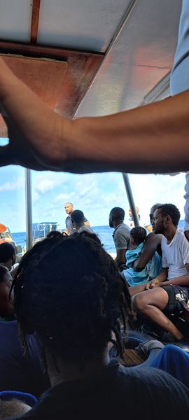 A moment of the rescue on board the Maria Sole.