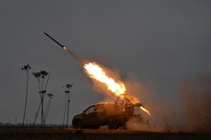 The launch of a missile by the Ukrainian army.