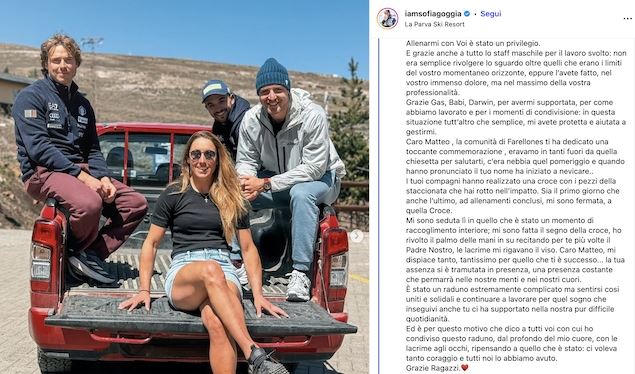 The touching prayer of Sofia Goggia for Matteo Franzoso