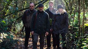 The four brothers protagonists of the film "The Hunt". From left, Paolo Pierobon, Filippo Nigro, Pietro Sermonti, Laura Chiatti.