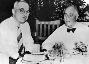 Harry Truman, on the left, and Franklin Delano Roosevelt.