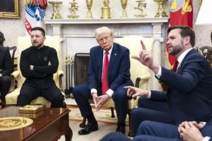 From left, Zelensky, Trump and Vance in the oval studio of the White House, on 28 February last.