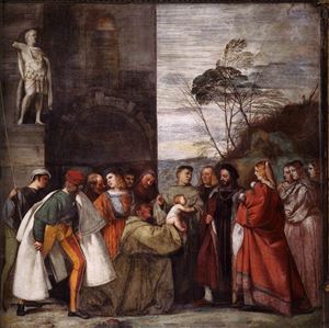 Tiziano, miracle of the newborn, 1511, school of the saint, Padua Tiziano, miracle of the newborn, 1511, school of the saint, Padua