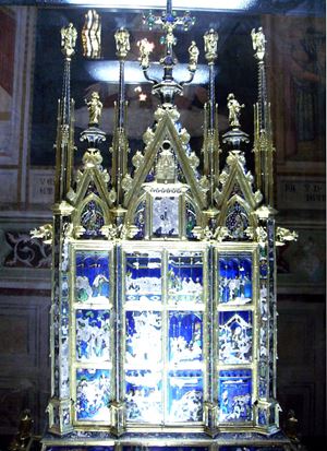 Il reliquiario del corporale esposto nel Duomo di Orvieto