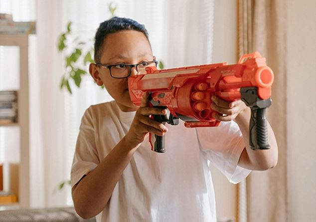 “Give a blaster in rubber darts can my son of the weapons fall in love?”