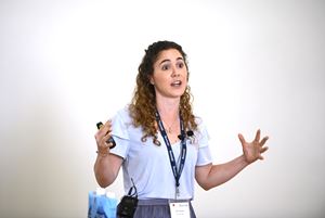 Michela Carlana, 37, during a lesson at the Bocconi University of Milan